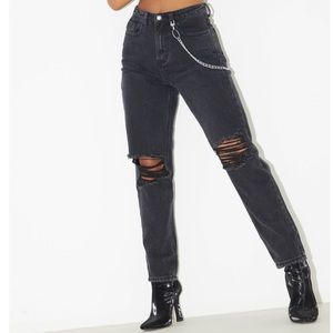 PrettyLittleThing Black Straight Leg Jeans